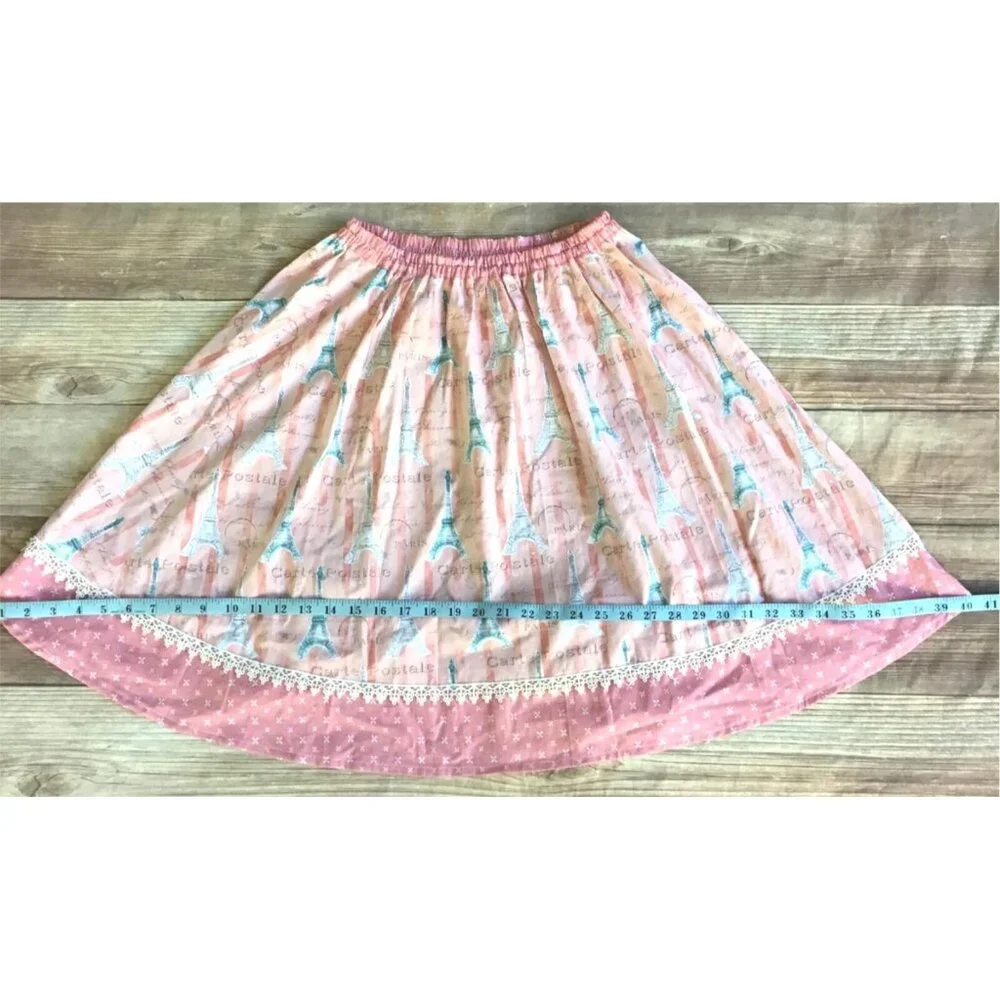 Eiffel Tower Skirt Womens Size Small Pink Paris France Handmade Travel Vacation